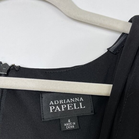 Adrianna Papell Black Pleated Cocktail Dress Size 4 - Picture 4 of 9